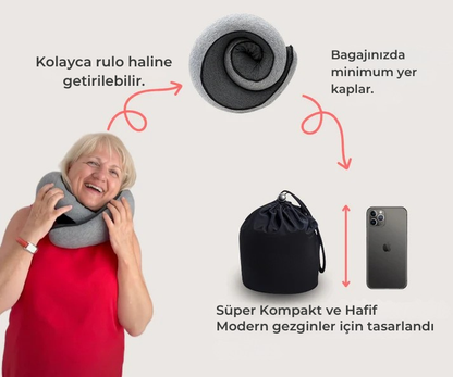 HugJour Seyahat Boyun Yastığı – Ortopedik, Ergonomik, Uçak Yolculuğu İçin Konfor Yastığı