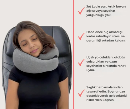 HugJour Seyahat Boyun Yastığı – Ortopedik, Ergonomik, Uçak Yolculuğu İçin Konfor Yastığı